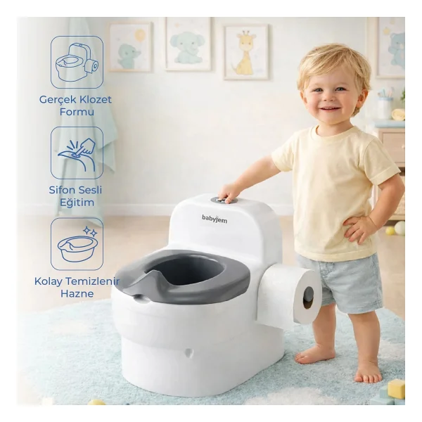 Babyjem Bebeğimin İlk Tuvaleti Sifon Sesli Lazımlık Oturak Pp5 Malzemeden Yapılmış Ergonomik Tasarım - Görsel 10