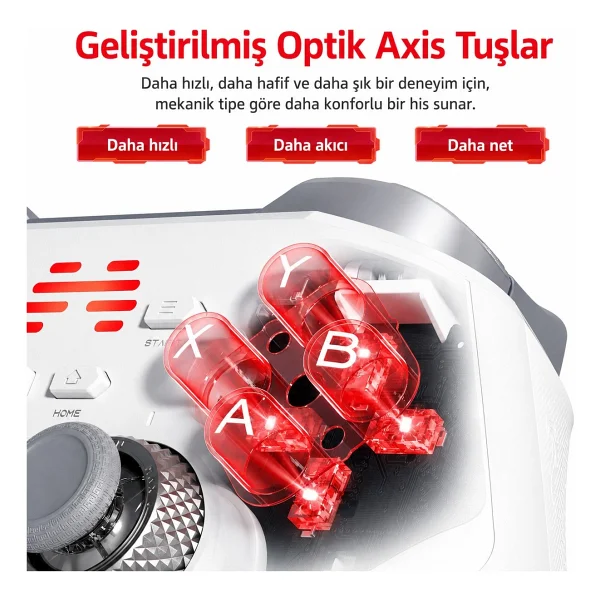 Beıtong Kp40 Tmr Sertlik Ayarlanabilir Joystick Kablosuz Beyaz Gamepad ( PC Uyumlu ) - Görsel 5