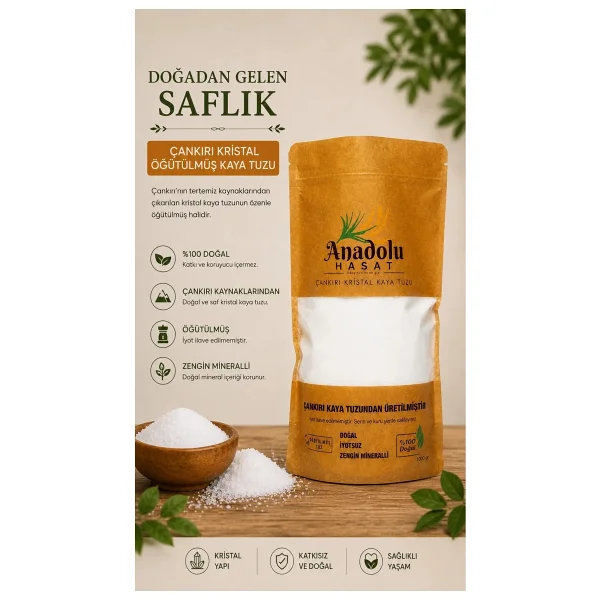 Anadolu Hasat Çankırı Kristal Öğütülmüş Kaya Tuzu 3kg - Görsel 2