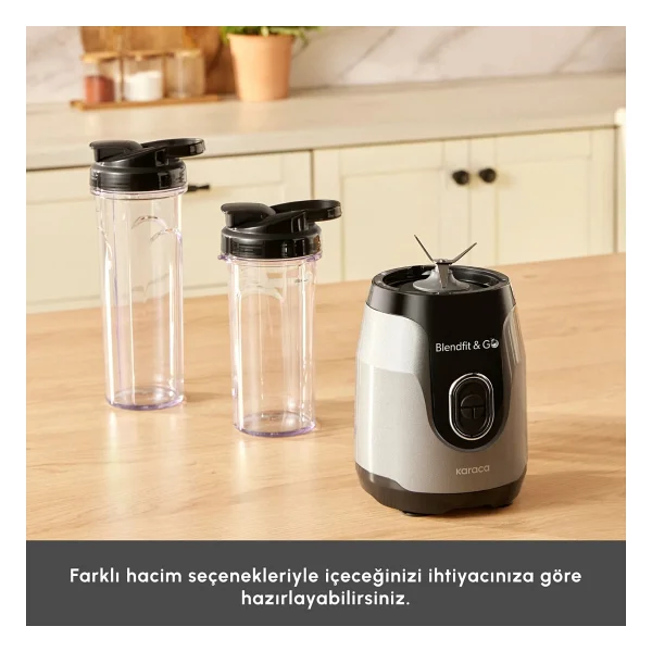 Karaca Blendfit Go Personal Çift Hazneli 550 W Antrasit Kişisel Smoothie Blender - Görsel 5
