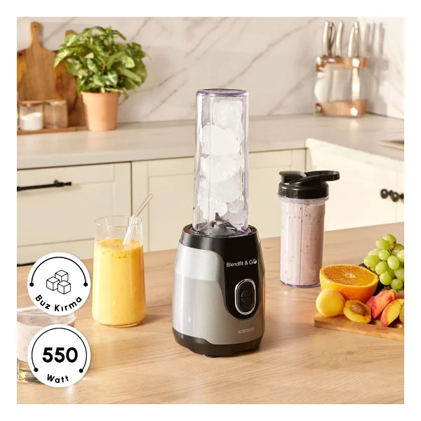 Karaca Blendfit Go Personal Çift Hazneli 550 W Antrasit Kişisel Smoothie Blender - Görsel 6