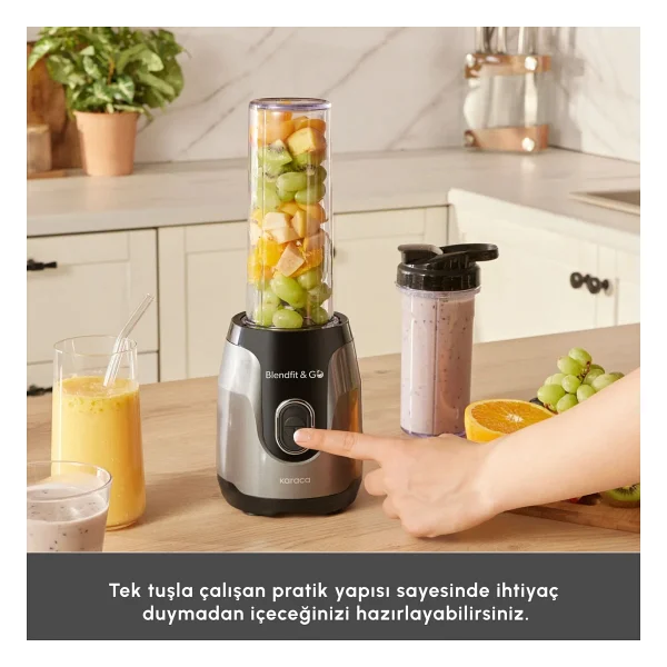 Karaca Blendfit Go Personal Çift Hazneli 550 W Antrasit Kişisel Smoothie Blender - Görsel 7