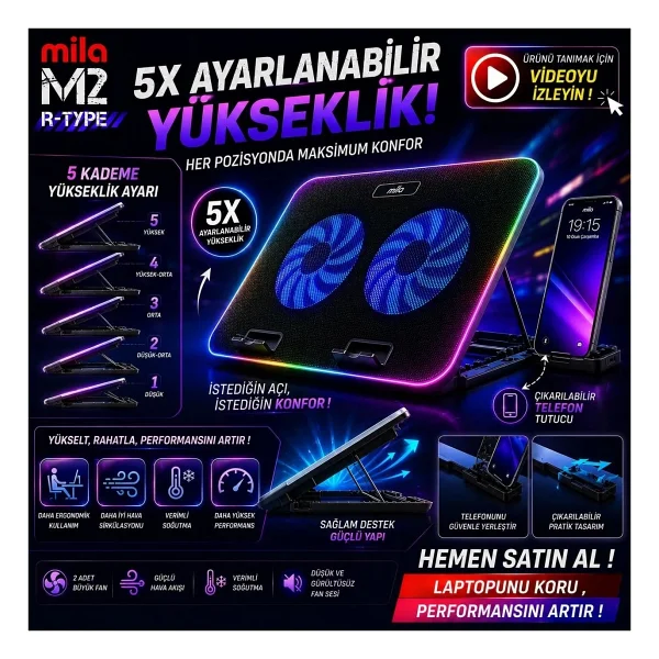 Classone Mila M2 17" Laptop Soğutucu - Görsel 4