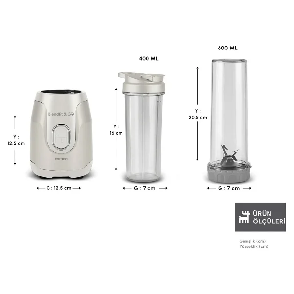 Karaca Blendfit Go Personal Çift Hazneli 550 W Starlight Kişisel Smoothie Blender - Görsel 3