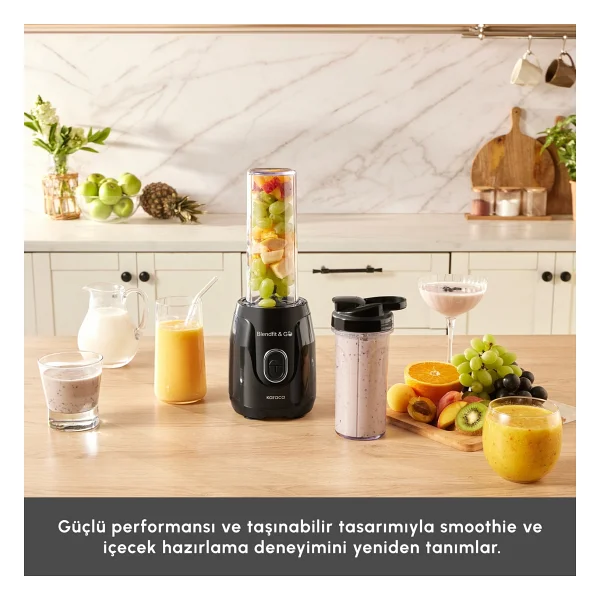 Karaca Blendfit Go Personal Çift Hazneli 550 W Siyah Kişisel Smoothie Blender - Görsel 3