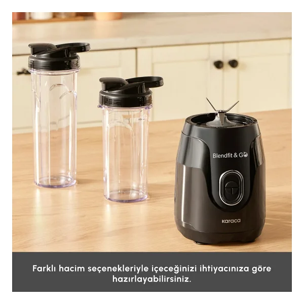 Karaca Blendfit Go Personal Çift Hazneli 550 W Siyah Kişisel Smoothie Blender - Görsel 4