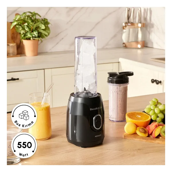Karaca Blendfit Go Personal Çift Hazneli 550 W Siyah Kişisel Smoothie Blender - Görsel 7