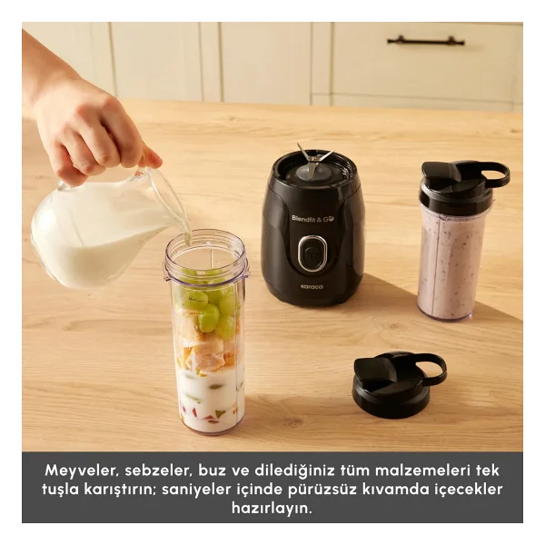 Karaca Blendfit Go Personal Çift Hazneli 550 W Siyah Kişisel Smoothie Blender - Görsel 8