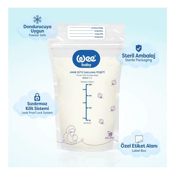 Wee Baby Anne Sütü Saklama Poşeti 200 Ml 20'li X 3 Adet - Görsel 4