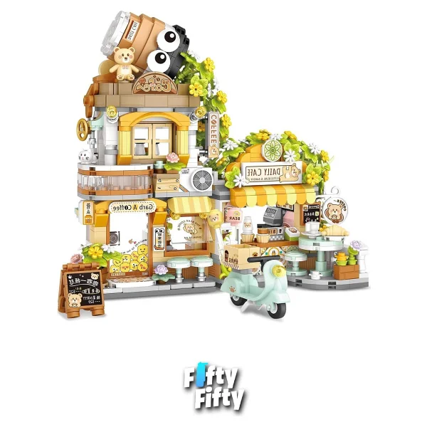 Loz Street Mini Cafe LZ-1382 1077 Parça Blok Oyuncak - Görsel 6