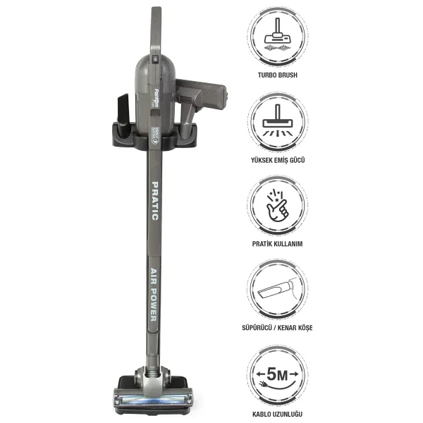 Fantom Pratic Air Power P 1250 Antrasit Dikey Elektrikli Süpürge - Görsel 2
