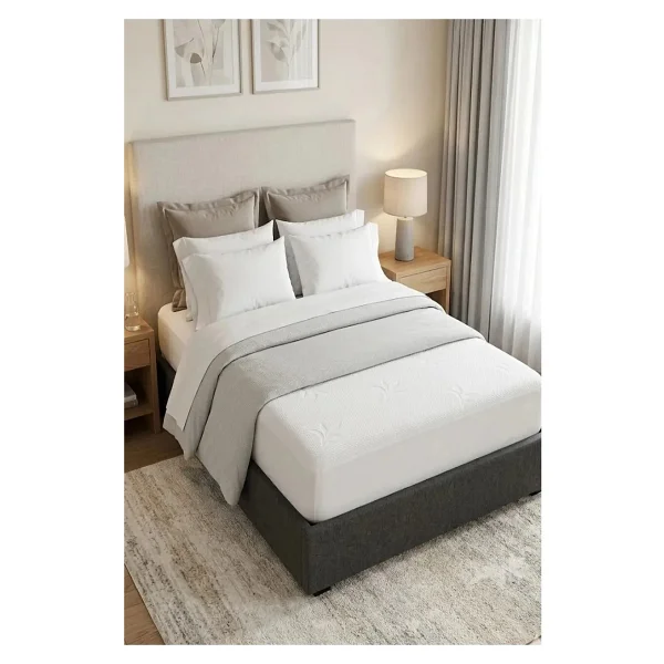 Suvay Bambu Desen Sıvı Geçirmez Alez 90x190 Tek Kişilik - Ultra Sessiz Fitted Yatak Koruyucu Premium - 90 X 190 Cm - Beyaz - Görsel 5