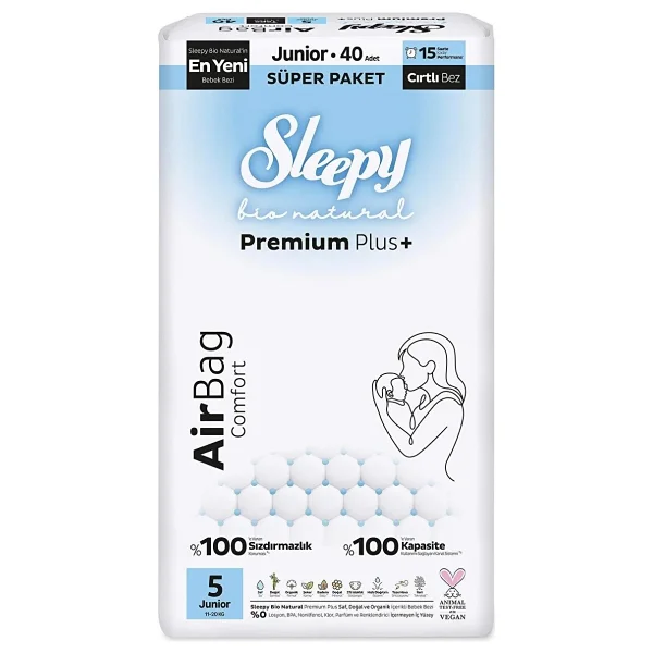 Sleepy Bio Natural Premium Plus Airbag Comfort 5 Numara Junior 40'lı Bebek Bezi - Görsel 6