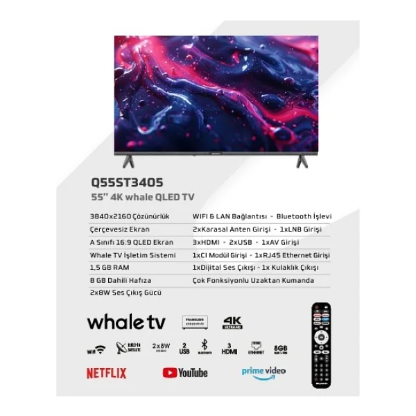 Skytech Q55st3405 4K Ultra HD 55" 139 Ekran Uydu Alıcılı Smart QLED TV - Görsel 5