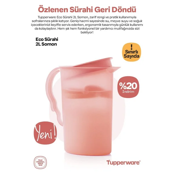 Tupperware Eko Tip Top 2 Lt Sürahi - Görsel 3