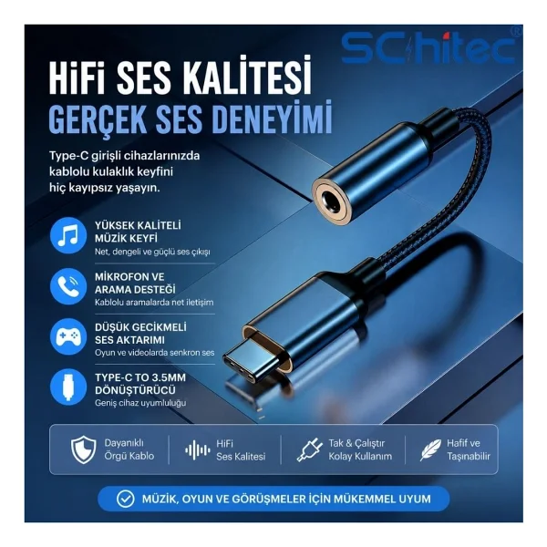 Schitec Hg/Axt-02 Type-C To Aux Dönüştürücü - Görsel 2
