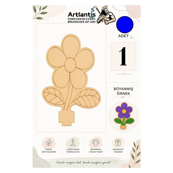 Artlantis Ahşap Boyama Çiçekler 1 Adet 10x15cm Boyama Figürü Etkinlik Çocuk Gelişim Motor Beceri Anasınıfı Kreş - Sarı - Görsel 7