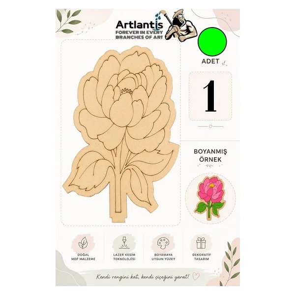 Artlantis Ahşap Boyama Çiçekler 1 Adet 10x15cm Boyama Figürü Etkinlik Çocuk Gelişim Motor Beceri Anasınıfı Kreş - Sarı - Görsel 8