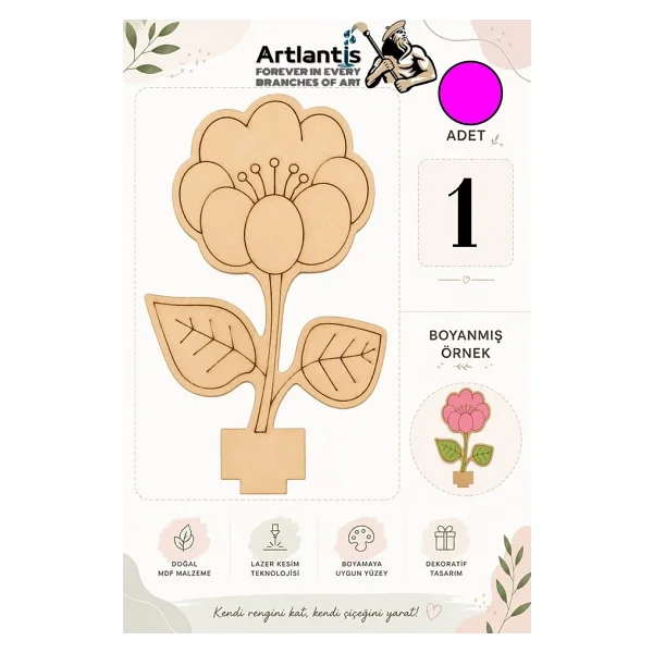 Artlantis Ahşap Boyama Çiçekler 1 Adet 10x15cm Boyama Figürü Etkinlik Çocuk Gelişim Motor Beceri Anasınıfı Kreş - Sarı - Görsel 9