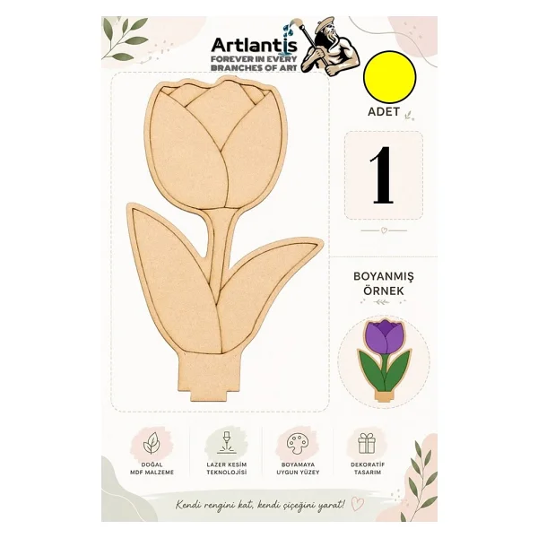 Artlantis Ahşap Boyama Çiçekler 1 Adet 10x15cm Boyama Figürü Etkinlik Çocuk Gelişim Motor Beceri Anasınıfı Kreş - Sarı - Görsel 10