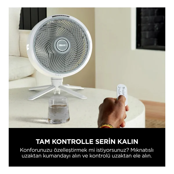 Shark Portatif Ayaklı Fan & Vantilatör Beyaz 36 W, Kablosuz Kullanım, Uzaktan Kumanda, 5 Hız Kademesi, Masaüstü ve Ayaklı Iç-Dış Mekan Için Pratik Taşınabilir Serinlik Çözümü - Görsel 2