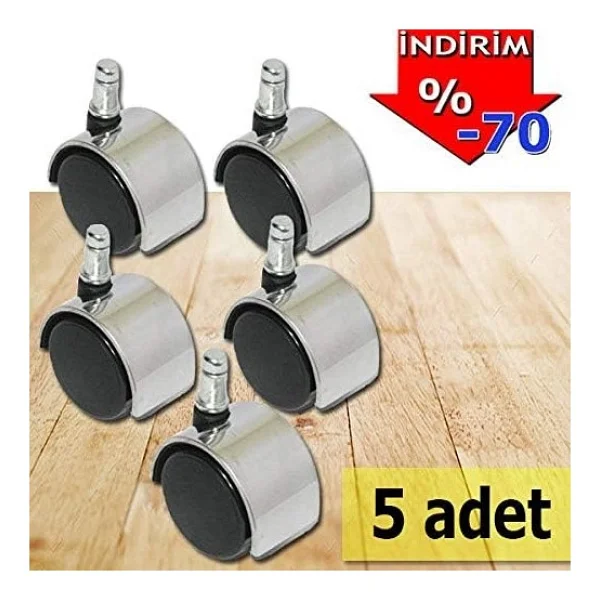 Ofis Koltuğu Tekerleği Sandalye Tekerleği Koltuk Ayağı 5 Ad Krom - Görsel 3