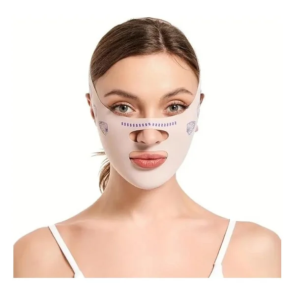 Yüz Şekillendirici Maske, V Çene Sıkılaştırıcı Band, Yüz Ve Boyun İncelten Maske, Ten Rengi - Görsel 4