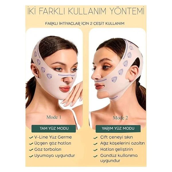 Yüz Şekillendirici Maske, V Çene Sıkılaştırıcı Band, Yüz Ve Boyun İncelten Maske, Ten Rengi - Görsel 5