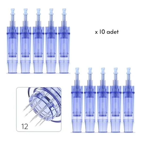 Dermapen 10 Adet 12 Pinli Orjinal Iğnesi Mavi Soketli - Görsel 2