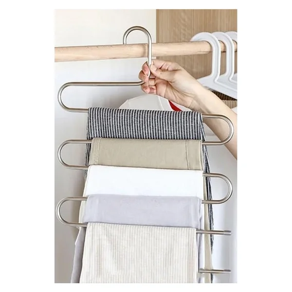 Metal 5 Katlı Pantolon & Şal Askısı Çoklu Askılık Dekoratif Akıllı Düzenleyici - Görsel 2