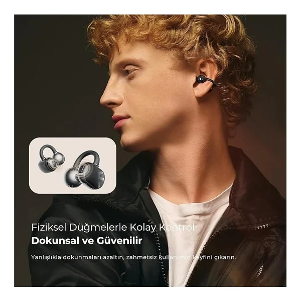 Soundpeats Pop Clip TWS Siyah Open Ear Bluetooth Kulaklık - Görsel 2