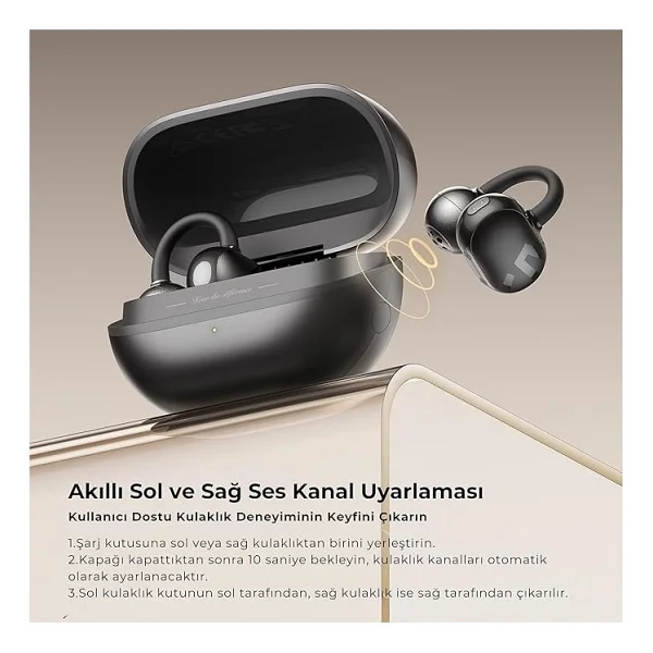 Soundpeats Pop Clip TWS Siyah Open Ear Bluetooth Kulaklık - Görsel 5