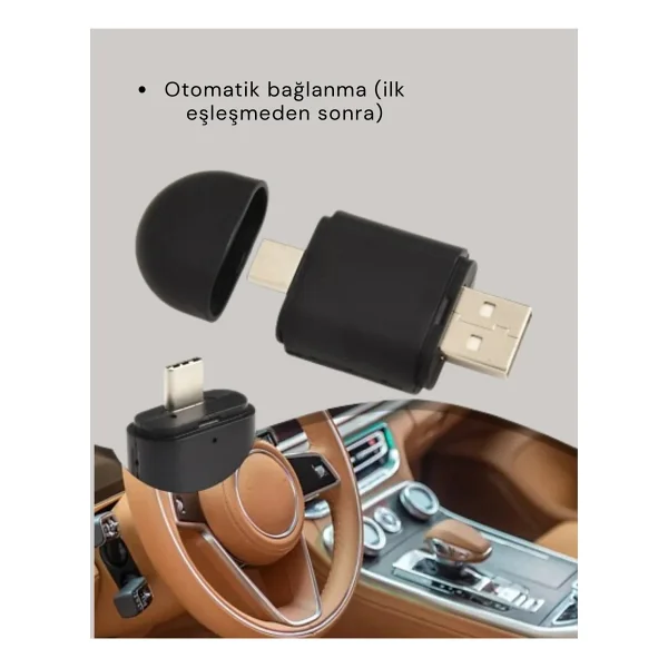 Kablosuz Carplay Ve Android Auto Adaptörü - USB-A & Type-C Girişli Akıllı Dönüştürücü - Görsel 2