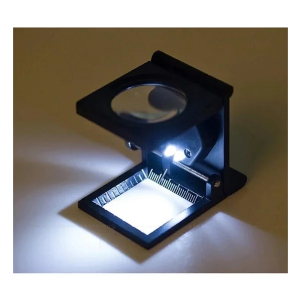 Nikula 10x Katlanır Sayaçlı Metal Lüp 28mm 2 LED Işıklı Büyüteç Tekstil - Görsel 3