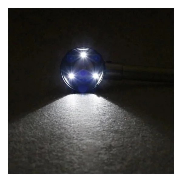 Bosile 10x Optik Ölçekli Metal El Büyüteç Cam Lens 3 LED Işıklı Fermuarlı Eva Çantalı - Görsel 3