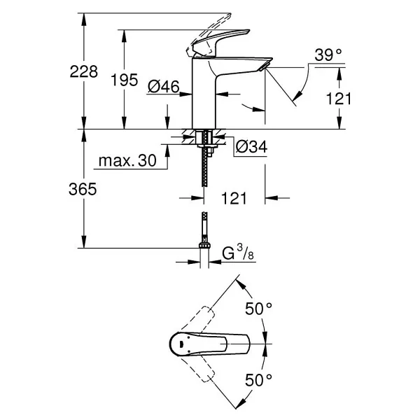 Grohe Eurosmart M 23324003 Krom Tek Kumandalı Lavabo Bataryası - Görsel 5