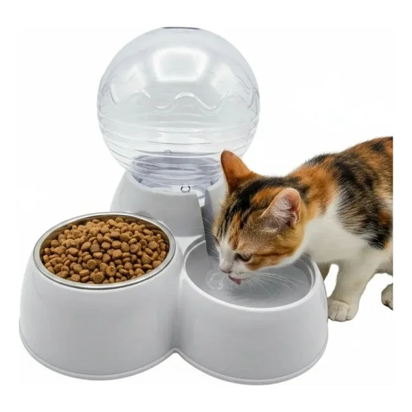 Nunbell Kedi & Köpek İçin Küre Hazneli İkili Mama Ve Su Kabı - Görsel 3