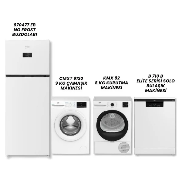 Beko 970477 Eb Buzdolabı - Cmxt 9120 Çamaşır Makinası - Kmx 82 Kurutma - B 710 Bulaşık - Görsel 2