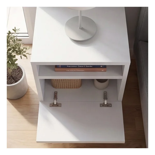 Robeve Modern Beyaz Komodin Ahşap Ayaklı Yatak Odası Komodin Bebek Odası Genç Odası Komodin Raflı Komodin Başucu Dolabı Iskandinav Modern Komodin - Görsel 5