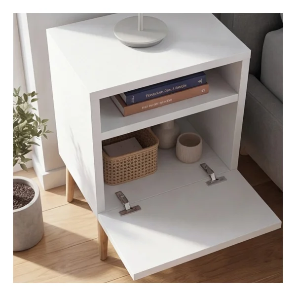 Robeve Modern Beyaz Komodin Ahşap Ayaklı Yatak Odası Komodin Bebek Odası Genç Odası Komodin Raflı Komodin Başucu Dolabı Iskandinav Modern Komodin - Görsel 7