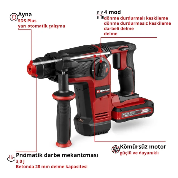 Einhell Tp-HD 18/28 Li Bl +4 Tek Akülü 3 Ah Kırıcı-Delici - Görsel 4