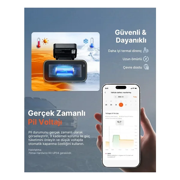 70mai A810 Lite + Rc21 Ön Ve Arka Araç Kamerası Seti - Görsel 4
