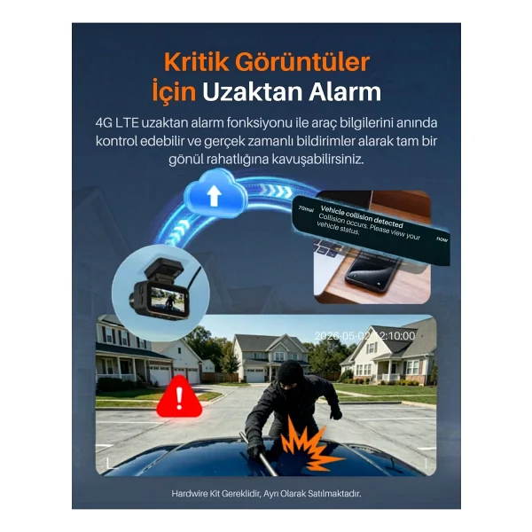 70mai A810 Lite + Rc21 Ön Ve Arka Araç Kamerası Seti - Görsel 8