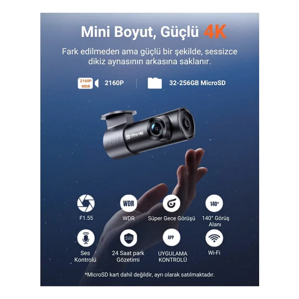 70mai M310 Plus 4K Ön Araç Kamerası - Görsel 3