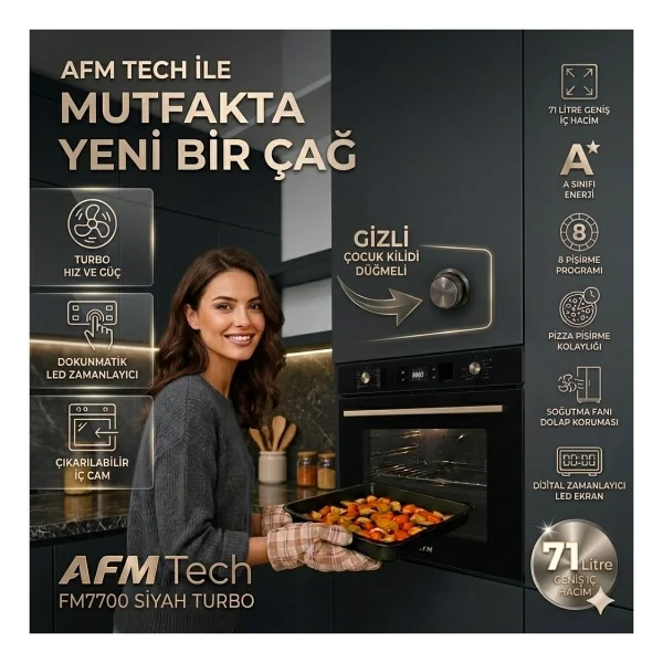 Alveus Afm Serisi Mareo Turbolu Cam Dijital Siyah 3'lü Ankastre Set ( Fm7700 + Fm2200 + Fm3400b) - Görsel 2