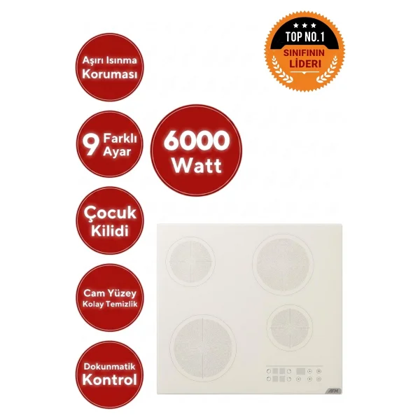 Alveus Afm Serisi Fredo Vitro. Elektrikli Cam Siyah Ankastre Set ( V6-05 Beyaz + Fm7700 + Fm3400b) - Görsel 3