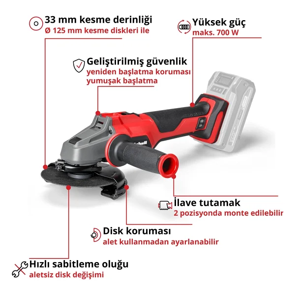 Einhell Axxio 18/125 Q Aküsüz Taşlama Makinesi - Görsel 4