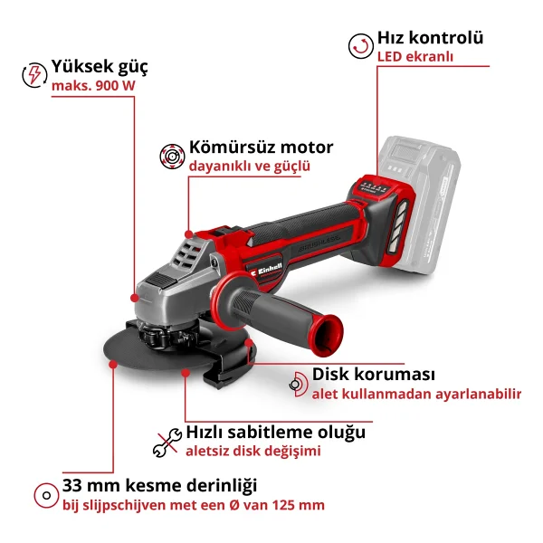 Einhell Tp-Ag 18/125 Ce Q Li Aküsüz Taşlama Makinesi - Görsel 2