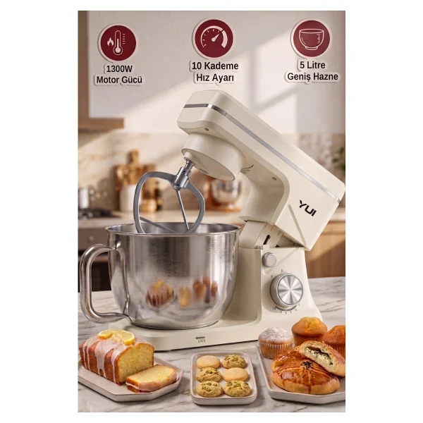 Yui M108 Easy Chef 1300 W 5 lt Beyaz Stand Mikseri - Görsel 2