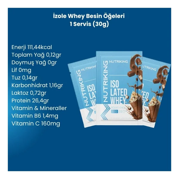 Nutriking Isolated Whey Protein Tozu (Şase) Coco & Choco 30G 1 Servis - Görsel 2